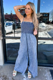 Teagan Smocked Denim Jumpsuit