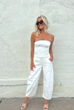 Free People Barrel Jumpsuit White