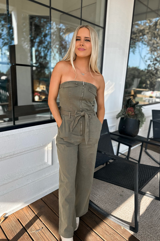 Olive Strapless Jumpsuit