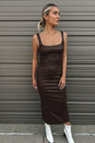 Leather Midi Dress Espresso