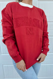 Nebraska Embossed Crewneck Red