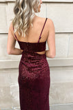 Sequin Cutout Dress Wine