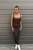 Leather Midi Dress Espresso