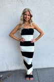 Coco Cream/Black Strapless Dress