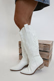 Inlay Western Boot White