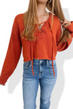 Rust Lace Up Sweater