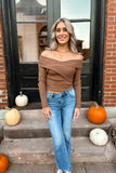 Tara Off Shoulder Sweater Brown