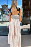 May Tiered Maxi Dress Beige