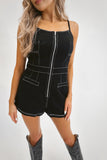 Nicki Zip Stitch Romper Black