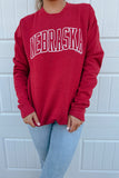 Nebraska Outline Crewneck Red