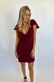 Downtown Bow Sleeve Dress Burgundy