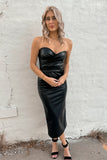 Rebel Leather Maxi Dress Black