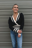 Coley Knit Stripe Sweater Black & Cream