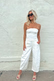 Free People Barrel Jumpsuit White