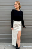 Davina Leather Maxi Skirt Cream