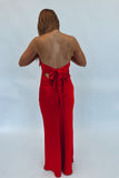 Hollie Satin Strapless Maxi Dress Red