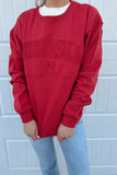 Nebraska Embossed Crewneck Red