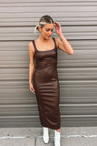 Leather Midi Dress Espresso