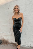 Rebel Leather Maxi Dress Black