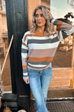 Orange & Grey Stripe Sweater