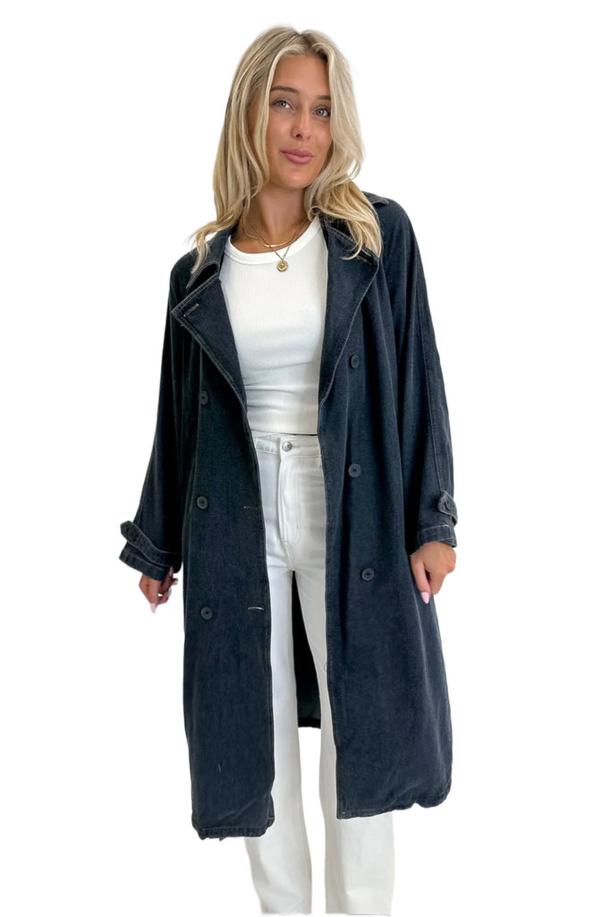 The Dark Denim Trench Coat- FINAL SALE