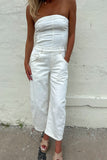 Free People Barrel Jumpsuit White