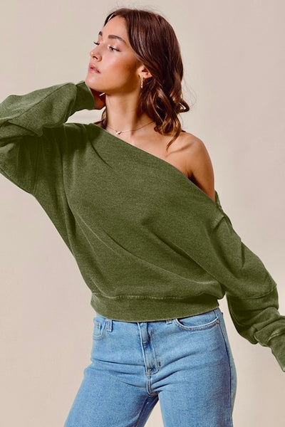 Casual One Shoulder- Olive