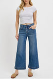 Allie High Rise Crop Wide- Medium Wash