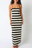 Dallas Stripe Knit Dress- Black/Ivory