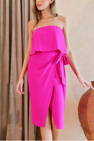 Adore Strapless Wrap Dress Fuchsia