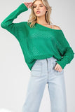 Jessica Eyelet Sweater- Green