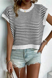 Alix Stripe Knit Top Black