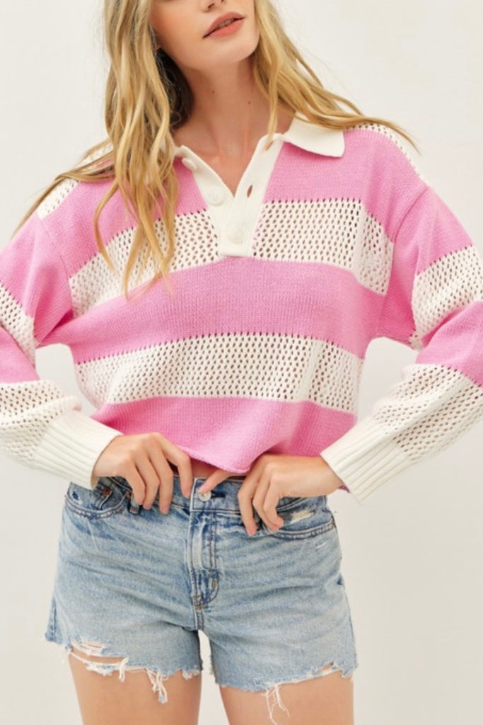 Ashley Rugby Sweater- PINK