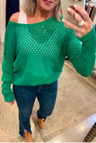 Jessica Eyelet Sweater- Green