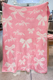 Bow Reversible Blanket - Pink